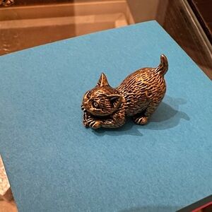 Bronze-Tone Cat Figurine Small Pets Accent - Bronze